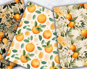 Colorful Cartoon Orange and Lemon Seamless Digital Pattern Paper - Instant Download, Commercial Use, Printable Background, Scrapbooking