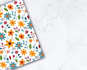 Colorful Flowers Cartoon Style Seamless Digital Pattern Paper for Crafts and Scrapbooking - White Background - Instant Download