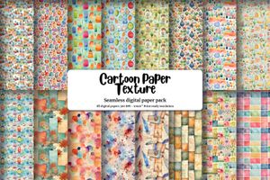 High Quality Seamless Cartoon Texture Digital Pattern Paper for Junk Journal, Watercolor Illustrations, and Crafts - Instant Download