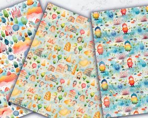 High Quality Seamless Cartoon Texture Digital Pattern Paper for Junk Journal, Watercolor Illustrations, and Crafts - Instant Download