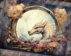 16 pages of Celestial Dragons and Fantasy World background, shabby chic ephemera, scrapbooking background for invitations, digital planners