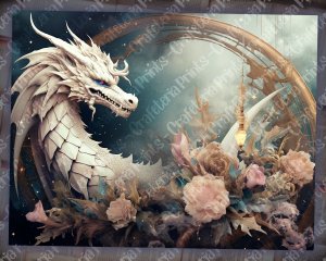 16 pages of Celestial Dragons and Fantasy World background, shabby chic ephemera, scrapbooking background for invitations, digital planners