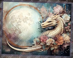 16 pages of Celestial Dragons and Fantasy World background, shabby chic ephemera, scrapbooking backgrounds, perfect for invitations