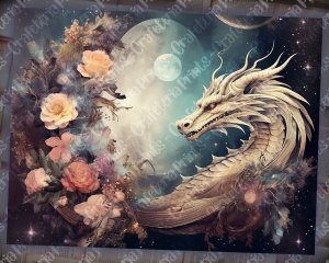 16 pages of Celestial Dragons and Fantasy World background, shabby chic ephemera, scrapbooking backgrounds, perfect for invitations