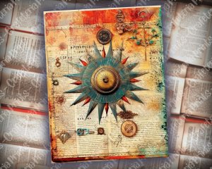 Celestial Junk Journal Page with Vintage Parchment Paper, Stars, Moon, Horoscope | Vivid Colors | Invitations, Digital Planners, Journaling