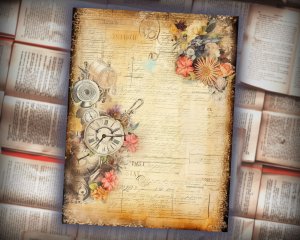 12 Papers | Celestial Themed Scrapbooking Kit with Intricate Details and Big Elements | Printable Pages, Shabby Chic Ephemera