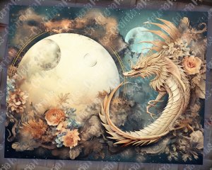 18 papers | Celestial Dragons and Fantasy World Scrapbooking Kit | Printable Pages, Shabby Chic Ephemera, Junk Journal Supplies