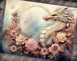 18 papers | Celestial Dragons and Fantasy World Scrapbooking Kit | Printable Pages, Shabby Chic Ephemera, Junk Journal Supplies