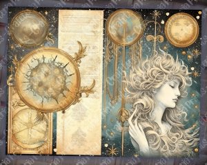 Moonlight Junk Journal Digital Kit Printable Moon and Sun Celestial Printables Collage Sheet, Junk Journal Paper, Perfect for Scrapbooking