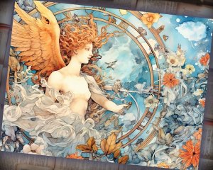 12 Papers | Celestial and Mythology Themed Scrapbooking Kit with Intricate Watercolor Illustrations and Cliparts for Junk Journaling