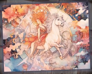 12 Papers | Celestial and Mythology Themed Scrapbooking Kit with Intricate Watercolor Illustrations and Cliparts for Junk Journaling