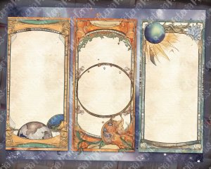 Vintage Double Junk Journal Pages with Fantasy Celestial Border - Printable Scrapbook Pages, Perfect for Invitations, Digital Planners