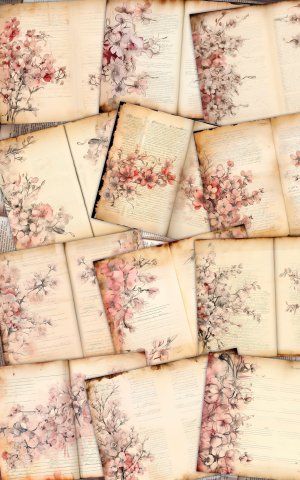 Watercolor Cherry Blossoms Lined Paper | Vintage Floral Theme | High Quality Clipart for Scrapbooking, Invitations, Digital Planners