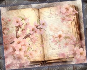 Fairy Tale Watercolor Pastel Cherry Blossom Junk Journal Background | Printable Digital Collage for Invitations, Planners, Journaling