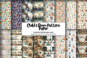 Children's Book Background Texture Digital Pattern Paper for Child's Room Illustrations - Seamless Clipart with Unique Digi Designs