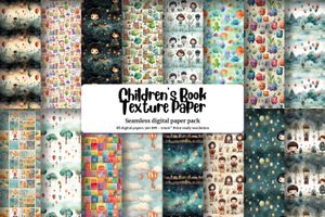 Seamless Children's Book Background Texture Digital Pattern Paper for Crafts, Scrapbooking, and Digital Art - Instant Download