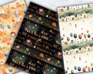 Set of Seamless Children's Book Background Texture Digital Patterns for Scrapbooking, Crafts, and DIY Projects - Instant Download