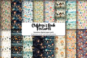 Set of 17 Children's Book Background Textures - Seamless Digital Pattern Paper for Scrapbooking, Card Making, and Crafts - Instant Download