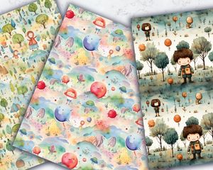 Set of 17 Children's Book Background Textures - Seamless Digital Pattern Paper for Scrapbooking, Card Making, and Crafts - Instant Download