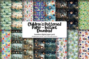 Digital Children's Book Background Texture Papers with Seamless Patterns - Instant Download for Scrapbooking, Card Making, and Crafts