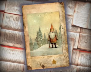 20 Papers | Christmas Santa & Tree Scrapbooking Kit, Gold Grey Shabby Chic Printable Papers, Watercolor Style Junk Journal Pages