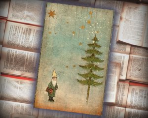 20 papers | Shabby Chic Christmas Santa and Tree Scrapbooking Kit, Printable Journaling Pages, Green and Grey Watercolor Style