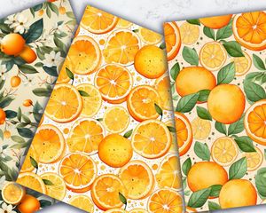 Colorful Cartoon Orange and Lemon Seamless Digital Paper for Crafts and Scrapbooking, Instant Download, Printable Pattern Papers