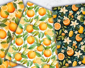 Colorful Cartoon Orange and Lemon Seamless Digital Paper for Crafts and Scrapbooking, Instant Download, Printable Pattern Papers