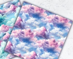 Watercolor Clouds Digital Paper Seamless Texture Pack - Instant Download for Scrapbooking, Card Making, and Crafts - High Quality