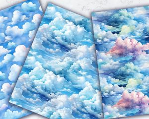 Digital Pattern Paper - Watercolor Clouds and Sky Seamless Texture for DIY Projects, Scrapbooking, Printables, Digital Paper, Backgrounds