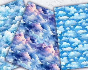 Digital Pattern Paper - Watercolor Clouds and Sky Seamless Texture for DIY Projects, Scrapbooking, Printables, Digital Paper, Backgrounds