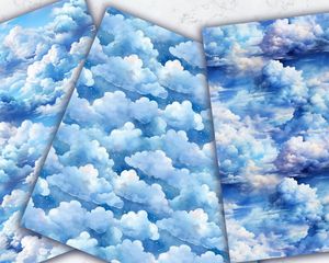 Digital Pattern Paper - Watercolor Clouds and Sky Seamless Texture for DIY Projects, Scrapbooking, Printables, Digital Paper, Backgrounds