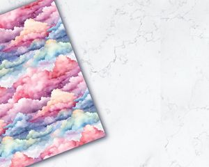 Watercolour Colorful Clouds and Sky Digital Pattern Paper - Children's Book Illustration, Seamless Watercolor Texture, DIY Crafts