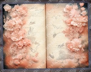 Coral Watercolor Scrapbook Pages | Digital Junk Journal Paper | Soft Pink Background | Perfect for Invitations, Planners, Journaling