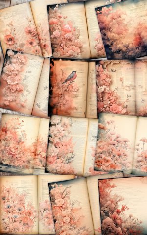 Coral Watercolor Scrapbook Pages | Digital Junk Journal Paper | Soft Pink Background | Perfect for Invitations, Planners, Journaling