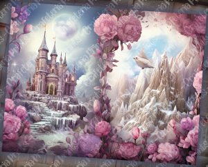 18 papers | Crystal Princess Fantasy World scrapbooking kit, shabby chic ephemera, vivid colors, printable pages, junk journal supplies