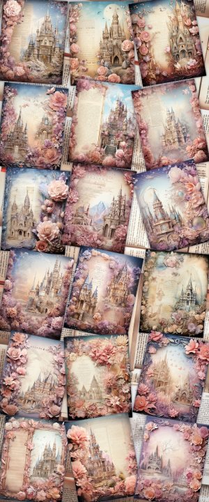 18 papers | Crystal Princess Fantasy World Scrapbooking Kit | Shabby Chic Ephemera | Vivid Colors | Printable Pages | Junk Journal Kit