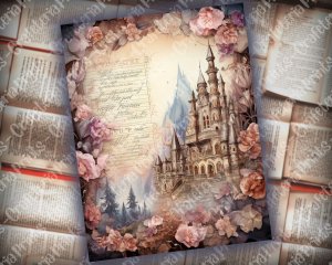 18 papers | Crystal Princess Fantasy World Scrapbooking Kit | Shabby Chic Ephemera, Vivid Colors, Printable Pages, Junk Journal Kit