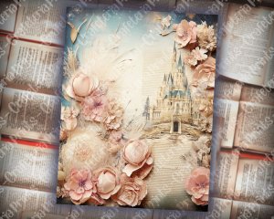 18 papers | Crystal Princess Fantasy World Scrapbooking Kit | Shabby Chic Ephemera, Vivid Colors, Printable Pages, Junk Journal Kit