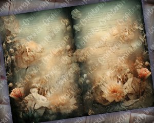 22 Pages of Cursed Ocean Haunted Underwater Collage Under The Sea Scrapbooking Background in Muted Colors, Shabby Chic Ephemera