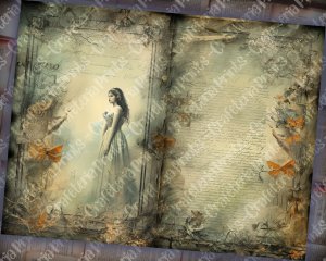 22 Pages of Cursed Ocean Haunted Underwater Collage Under The Sea Scrapbooking Background in Muted Colors, Shabby Chic Ephemera