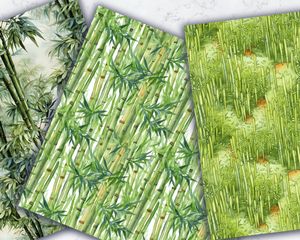 Watercolor Cartoon Cute Bamboo Forest Seamless Pattern Paper for Crafts, Scrapbooking, and Digital Projects - Instant Download