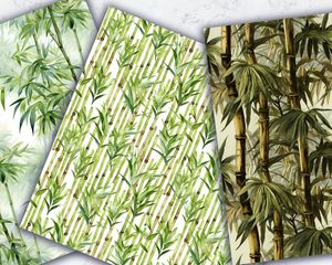 Watercolor Cartoon Cute Bamboo Forest Seamless Pattern Paper for Crafts, Scrapbooking, and Digital Projects - Instant Download