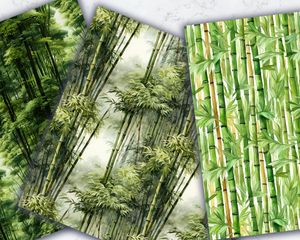 Watercolor Cartoon Cute Bamboo Forest Digital Pattern Paper - Seamless Texture for Scrapbooking, Card Making, and Crafts. Instant Download!