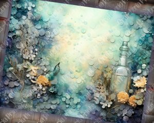 16 pages of Deep Waters Background shabby chic ephemera scrapbooking, watercolor illustration, perfect for invitations, digital planners