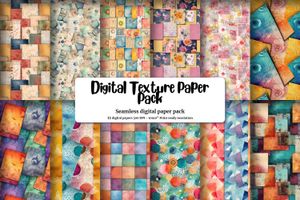 Set of 12 Junk Journal Digital Texture Paper Watercolor Illustrations for Crafting, Scrapbooking, and Card Making - Instant Download