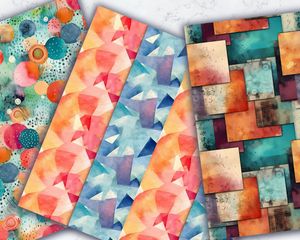 Set of 12 Junk Journal Digital Texture Paper Watercolor Illustrations for Crafting, Scrapbooking, and Card Making - Instant Download