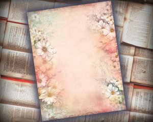 16 papers | Dusty Daisies Fairy Tale Watercolor Scrapbooking Papers, Pastel Shabby Chic Ephemera Printable Pages, Junk Journal Kit