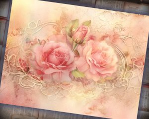 12 papers | Dusty Roses Scrapbooking Kit | Shabby Chic Printable Pages | Fairy Tale Watercolor Illustrations | Intricate Details