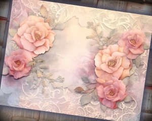 12 papers | Dusty Roses Scrapbooking Kit | Shabby Chic Printable Pages | Fairy Tale Watercolor Illustrations | Intricate Details